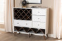 White And Walnut Finished Wood Wine Cabinet SEWC16003WI-White/Columbia By Baxton Studio