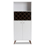 White And Walnut Finished Wood Wine Cabinet SEWC16001WI-White/Columbia By Baxton Studio