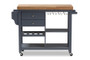 Sunderland Coastal And Farmhouse Grey Wood Kitchen Cart RT515-OCC By Baxton Studio