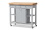 Hayward Coastal And Farmhouse Light Grey Wood Kitchen Cart RT372-OCC By Baxton Studio