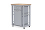 Yonkers Light Grey Kitchen Cart With Wood Top RT311-OCC By Baxton Studio