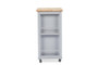 Yonkers Light Grey Kitchen Cart With Wood Top RT311-OCC By Baxton Studio