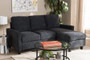 Greyson Modern And Contemporary Sectional Sofa R9002-Dark Grey-Rev-SF By Baxton Studio
