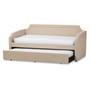 Parkson Curved Corners Sofa Twin Daybed With Trundle Parkson-Beige-Daybed By Baxton Studio