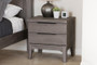 Nash Platinum Wood 2-Drawer Nightstand Nash-Platinum-NS By Baxton Studio