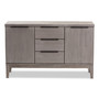 Nash Platinum Wood 3-Drawer Sideboard Buffet Nash-Platinum-Board By Baxton Studio