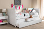 Linna Modern And Contemporary Daybed With Trundle MG8006-White-Twin By Baxton Studio