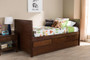Linna Modern And Contemporary Daybed With Trundle MG8006-Walnut-Twin By Baxton Studio
