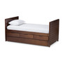 Linna Modern And Contemporary Daybed With Trundle MG8006-Walnut-Twin By Baxton Studio