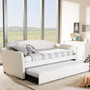 London Leather Arched Back Sofa Twin Daybed W/Trundle London-White-Daybed By Baxton Studio