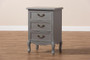 Country Cottage Grey Finished Wood 3-Drawer Nightstand JY18A028-Grey-NS By Baxton Studio