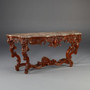 Rectangular Baroque Console With Marble In Brown Finish "33468"