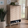 Fella 2-Tone Shoe Cabinet FLSC00813-Hana Oak/Dark Grey-Shoe Cabinet By Baxton Studio