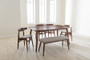 Flora Grey Fabric 6-Piece Dining Set Flora-Medium Oak 6PC Dining Set By Baxton Studio