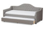 Perry Light Grey Fabric Daybed With Trundle CF8940-Light Grey-Daybed By Baxton Studio