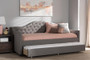 Perry Light Grey Fabric Daybed With Trundle CF8940-Light Grey-Daybed By Baxton Studio