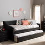Barnstorm Faux Leather Daybed With Guest Trundle Bed CF8755-Black-Day Bed By Baxton Studio