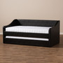 Barnstorm Faux Leather Daybed With Guest Trundle Bed CF8755-Black-Day Bed By Baxton Studio