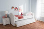Alessia White Faux Leather Daybed With Trundle CF8751-White-Day Bed By Baxton Studio