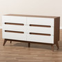 Calypso White/Walnut 6-Drawer Dresser Calypso-Walnut/White-6DW-Chest By Baxton Studio