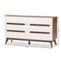 Calypso White/Walnut 6-Drawer Dresser Calypso-Walnut/White-6DW-Chest By Baxton Studio