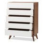 Calypso White/Walnut 5-Drawer Chest Calypso-Walnut/White-5DW-Chest By Baxton Studio