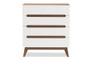 Calypso White/Walnut 4-Drawer Chest Calypso-Walnut/White-4DW-Chest By Baxton Studio