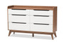 Brighton White/Walnut 6-Drawer Dresser Brighton-Walnut/White-6DW-Chest By Baxton Studio