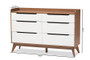 Brighton White/Walnut 6-Drawer Dresser Brighton-Walnut/White-6DW-Chest By Baxton Studio