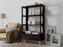 Kalien Leaning Bookcase With Display Shelves/2-Drawers BC-002-Espresso By Baxton Studio