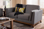 Grey Fabric Upholstered Walnut Wood 2-Seater Loveseat BBT8037-Grey-LS By Baxton Studio