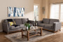 Grey Fabric Upholstered Walnut Wood 2-Piece Living Room Set BBT8037-Grey-2PC-Set By Baxton Studio