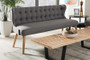 Melody And Natural Wood 3 - Seater Settee Bench BBT8026-SF-Grey-XD45 By Baxton Studio