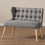 Melody And Natural Wood 2 - Seater Settee Bench BBT8026-LS-Grey-XD45 By Baxton Studio