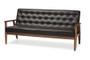 Sorrento Retro Brown Faux Leather Wooden Sofa BBT8013-Brown Sofa By Baxton Studio