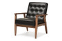 Sorrento Retro Black Faux Leather Wooden Lounge Chair BBT8013-Black Chair By Baxton Studio