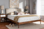 Beige Upholstered Walnut Finished Full Size Platform Bed BBT6723-Light Beige-Full By Baxton Studio