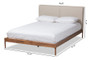 Beige Upholstered Walnut Finished Full Size Platform Bed BBT6723-Light Beige-Full By Baxton Studio