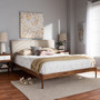 Beige Upholstered Walnut Finished Full Size Platform Bed BBT6723-Light Beige-Full By Baxton Studio