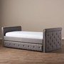 Swamson Tufted Twin Daybed With Trundle Guest Bed BBT6576T-Grey-Twin By Baxton Studio