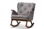 Grey Fabric Upholstered Walnut-Finished Rocking Chair BBT5309-Grey-RC By Baxton Studio