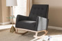 Dark Grey Fabric Upholstered Whitewash Wood Rocking Chair BBT5308-Dark Grey RC By Baxton Studio