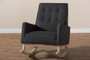 Dark Grey Fabric Upholstered Whitewash Wood Rocking Chair BBT5308-Dark Grey RC By Baxton Studio