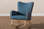 Blue Fabric Upholstered Natural Finished Rocking Chair BBT5305-Blue-RC By Baxton Studio
