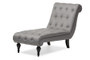 Layla Retro Grey Fabric Button-Tufted Chaise Lounge BBT5211-Grey Chaise By Baxton Studio