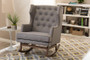 Iona Retro Button-Tufted Wingback Rocking Chair BBT5195-Grey RC By Baxton Studio