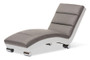 Percy Grey Fabric And White Faux Leather Chaise Lounge BBT5194-Grey/White By Baxton Studio