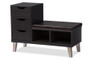 Arielle 3-Drawer Shoe Padded Leatherette Seating Bench B-001-Espresso By Baxton Studio