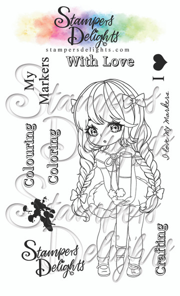 A6 photo polymer stamp set. 
Contains 9 stamps
4 x 6"/A6 set
Character is approximately 5"
You Can Sell You Hand made Creations!
 ANGEL POLICY ONLY
---------------------------------
© 2009 Stampers Delights - Designs by Janice Cullen