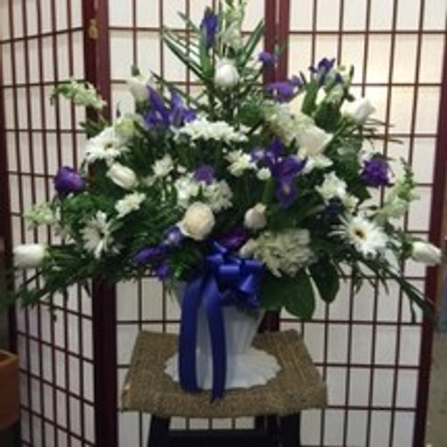 HEALING PRAYERS BASKET- BLUE AND WHITE- ON SALE WAS $120